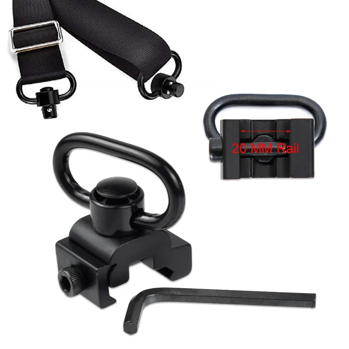 M-LOK de Metal táctico QD, eslinga de liberación rápida, botón giratorio, adaptador de montaje de 20mm, riel MLOK, hebilla de correa, accesorios para pistola de caza - imagen 3