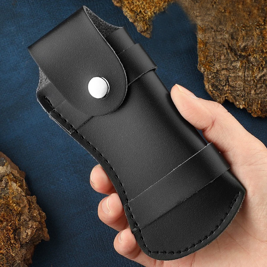 Funda de cuero tallado para almacenamiento de cuchillos al aire libre, capa superior de piel de vaca, plegable - imagen 3