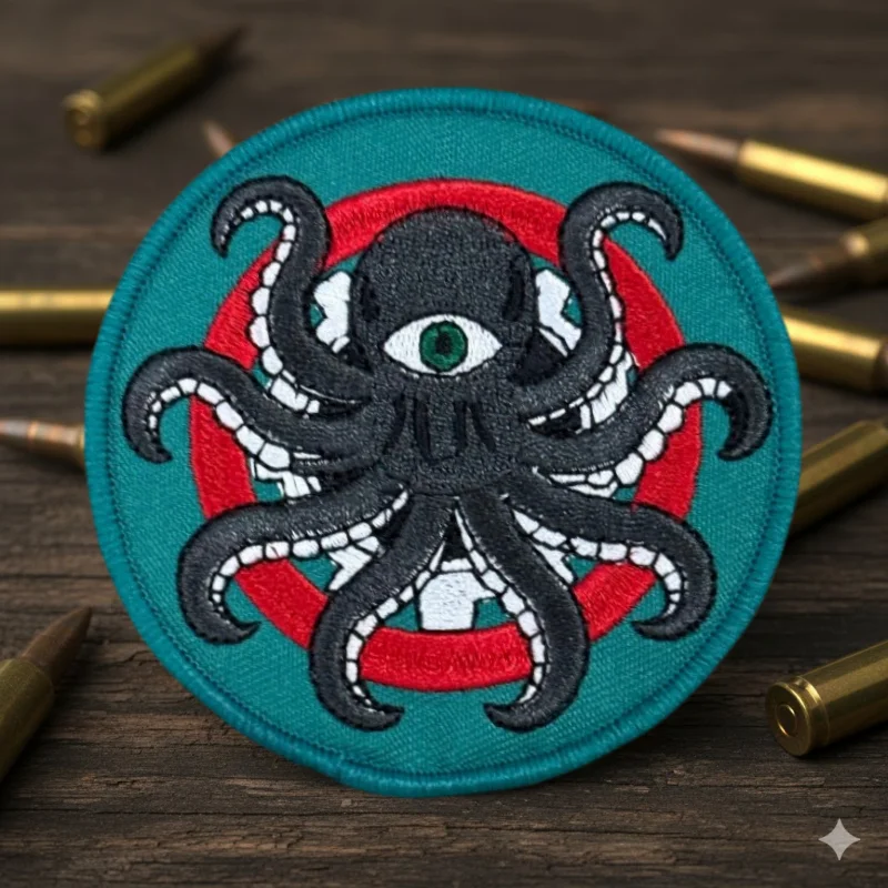 Parche táctico bordado pulpo monstruo marino con velcro gancho-bucle - imagen 5