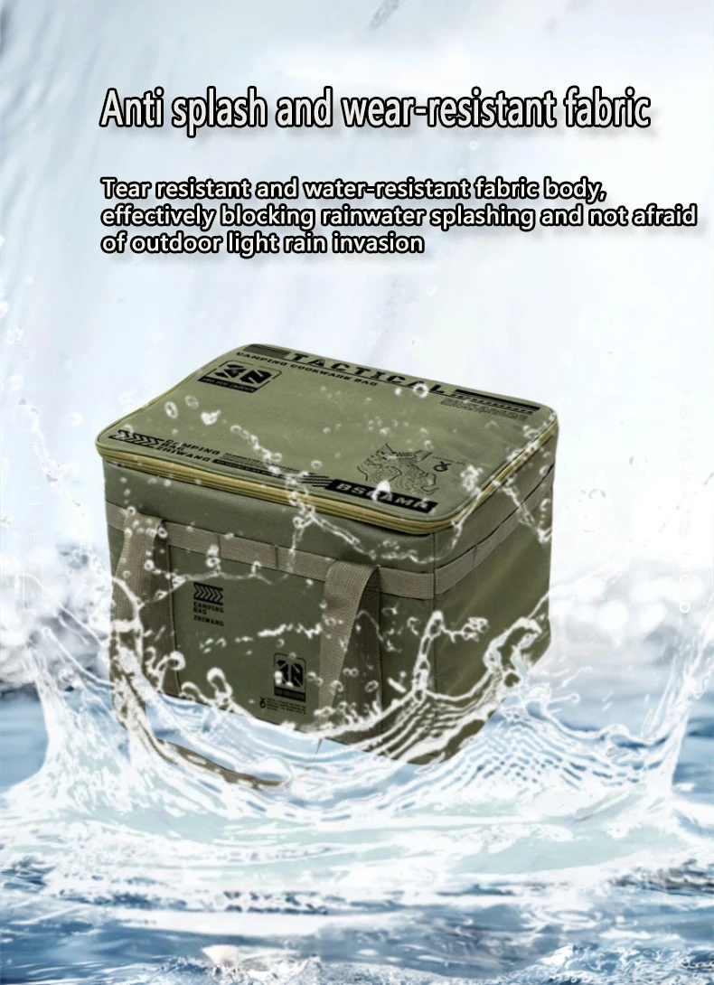 Bolsa de almacenamiento táctica para acampada, caja plegable aislada, vajilla de Picnic impermeable, equipo de campo, organizador de equipo al aire libre, 30-42L - imagen 5