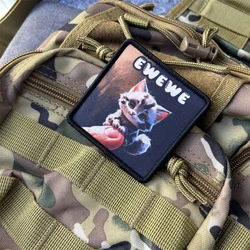 Parche estampado de gato para ropa, insignias de moral táctica, parches militares con gancho, pegatinas para mochila