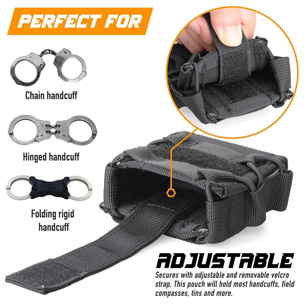 Funda para esposas Molle, bolsa para esposas para cinturón de servicio/Chaleco de policía, funda para esposas compatible con Asp/bisagras/cadena/esposas rígidas plegables - imagen 4