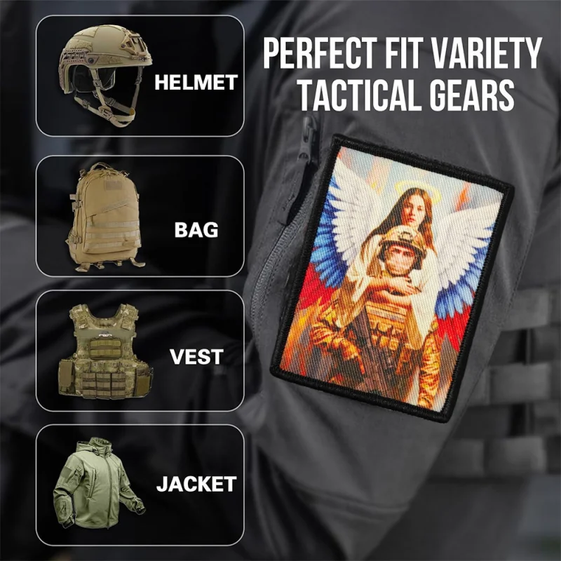 Parche estampado de ángeles para proteger los soldados, chaleco táctico, insignia de moral con gancho y bucle, pegatinas para mochila, parches para brazalete para ropa - imagen 5