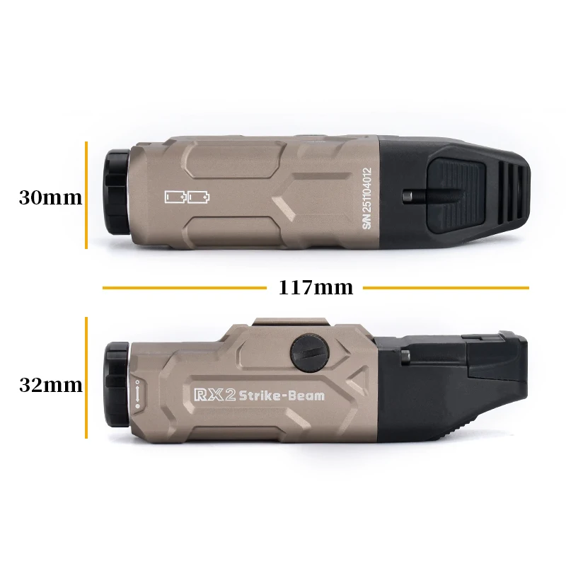 WADSN-haz de ataque RX2, riel Picatinny de 20mm, linterna táctica, luz de explorador de Metal, accesorio de pistola estroboscópica, pistola de juguete Airsoft - imagen 4