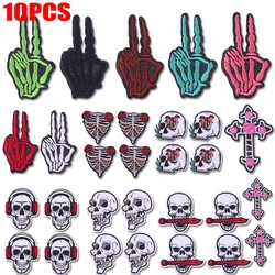 Parches termoadhesivos calavera dedo rock punk para vaqueros
