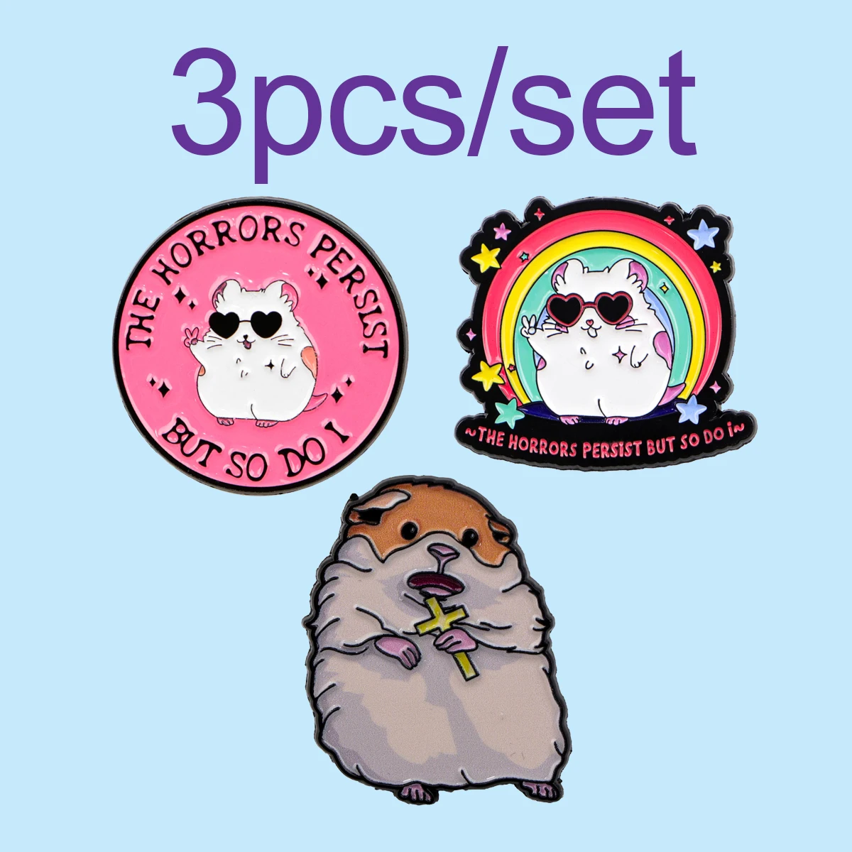 3 unids/set de alfileres esmaltados de hámster, broche de Animal divertido, Pin de solapa de Metal de dibujos animados, insignia, accesorios para mochila, joyería, regalos para amigos - imagen 3