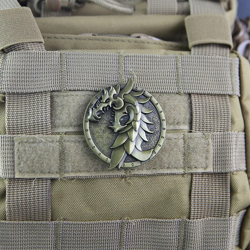 Brazalete de Metal de dragón táctico, parche antiguo de gancho y bucle de imitación de cobre, insignias de moral en mochila, sombrero, parches militares - imagen 3