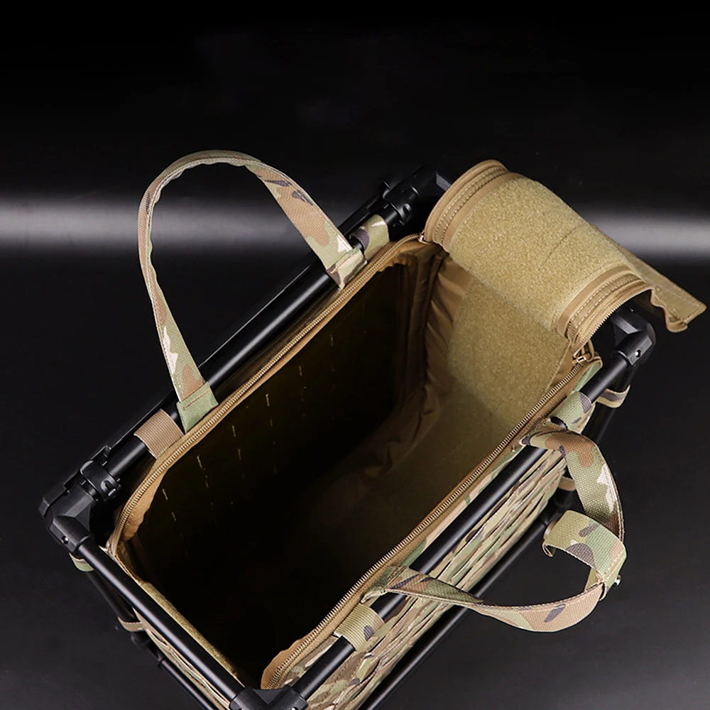 Mesa plegable para acampar, escritorio de viaje al aire libre, bolsa de almacenamiento de gran capacidad, portátil, camuflaje, caza, barbacoa, escalada, Picnic, senderismo, escritorio - imagen 5