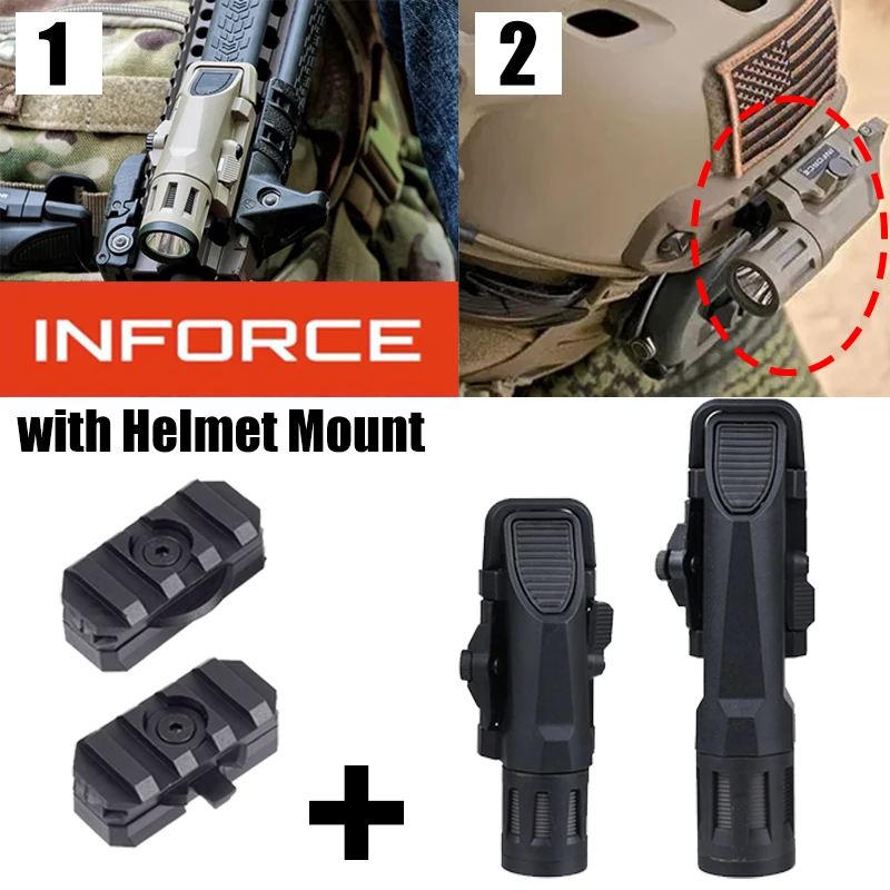 INFORCE WML Linterna táctica estroboscópica para casco con Picatinny