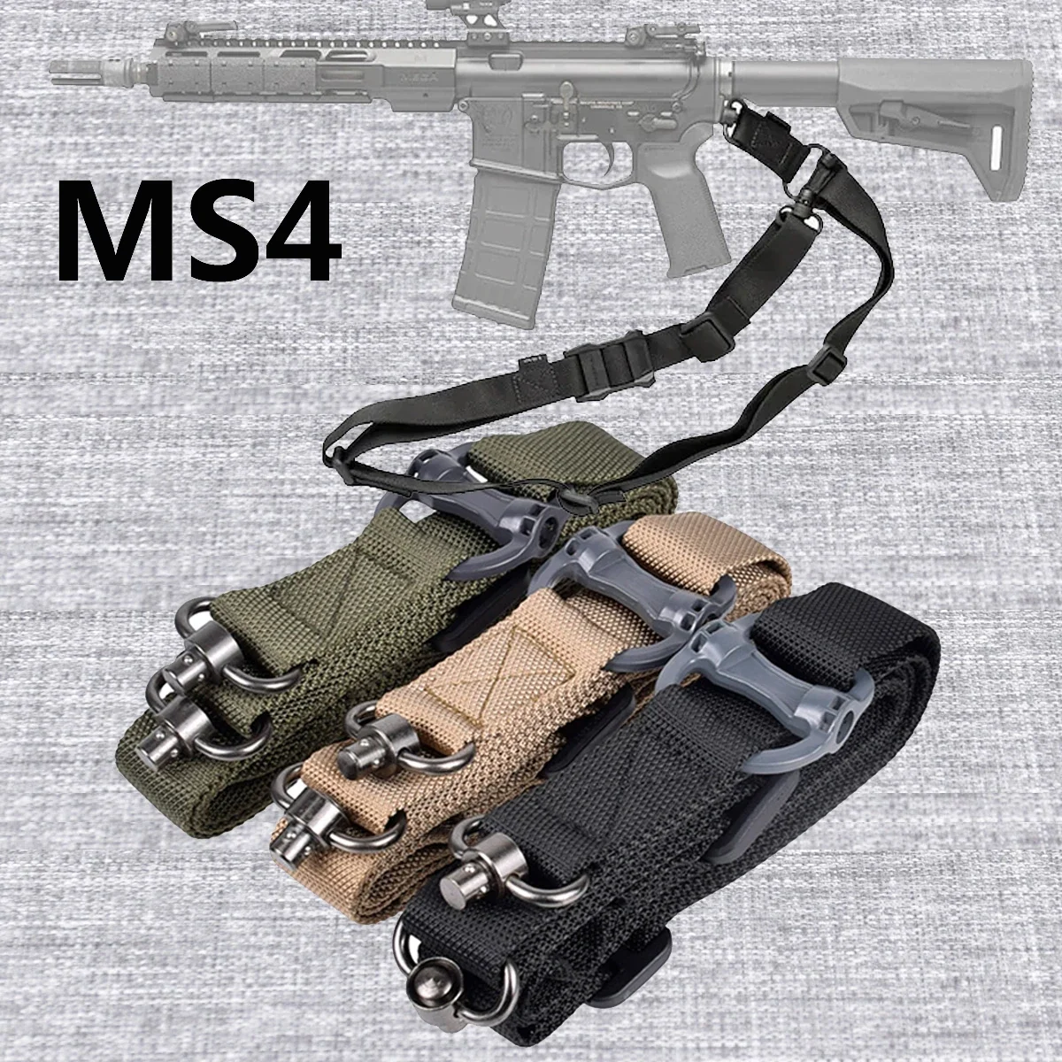 Eslinga táctica ajustable MS4 con correa QD metálica giratoria
