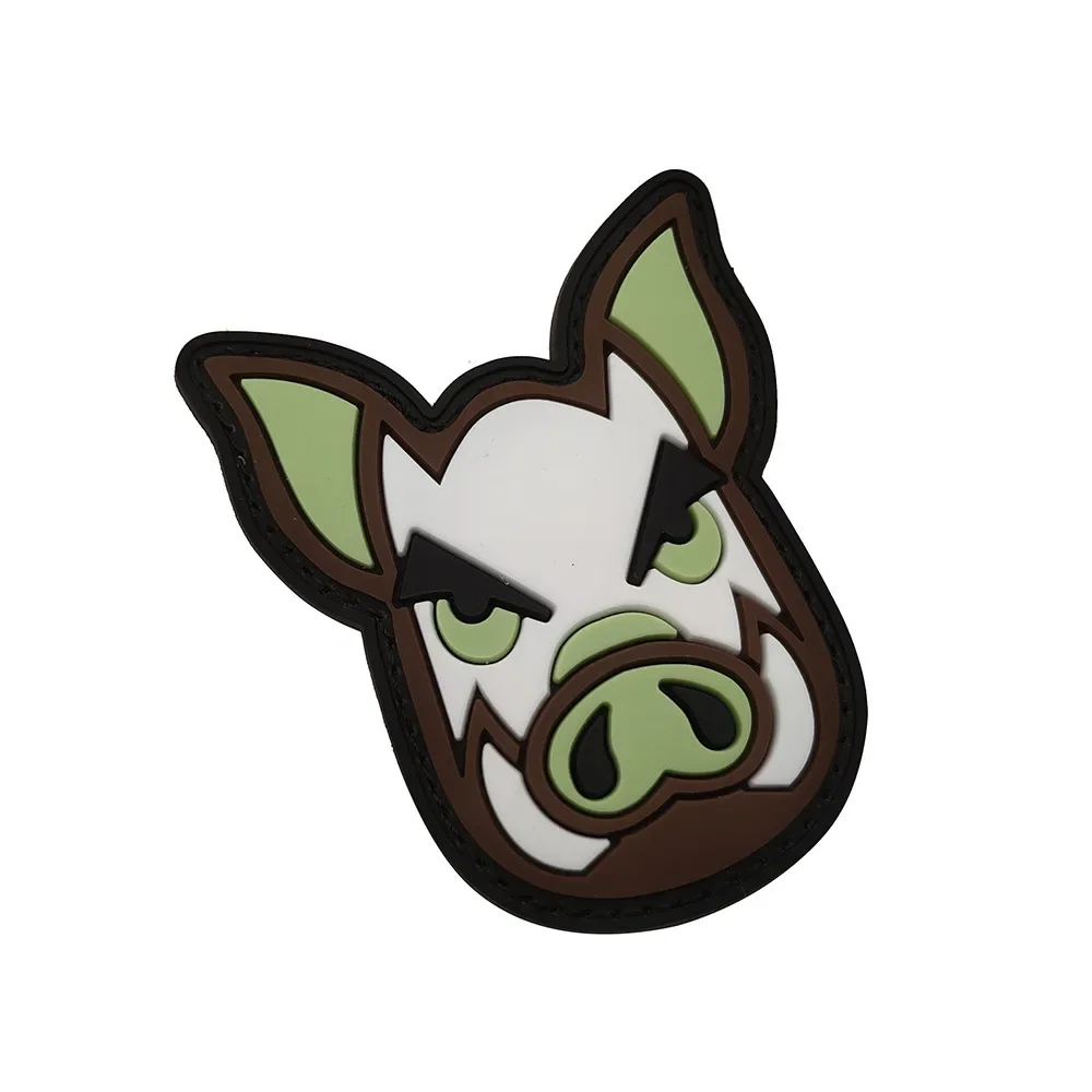 Parche de cerdo táctico de PVC, pegatina de chaqueta de jabalí de dibujos animados, gancho de goma militar táctico, insignia, brazalete, accesorio Punk, pegatina para ropa - imagen 2