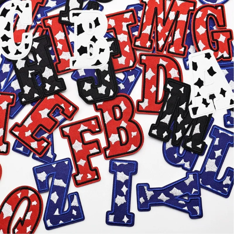 Parches de letras en blanco y negro para ropa, alfabeto de A-Z, nueva pegatina bordada, planchado para DIY, parche con nombre, bolsa, decoración de regalo - imagen 2