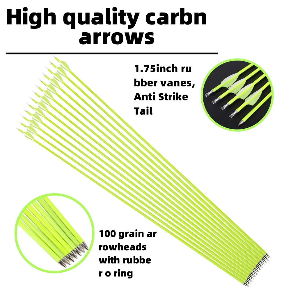 Flecha de carbono mixta SP1500, pluma de goma ID4.2 de 1,75 ", eje de 30" para arco de tiro con arco, caza al aire libre, práctica de objetivo, 12 Uds. - imagen 3