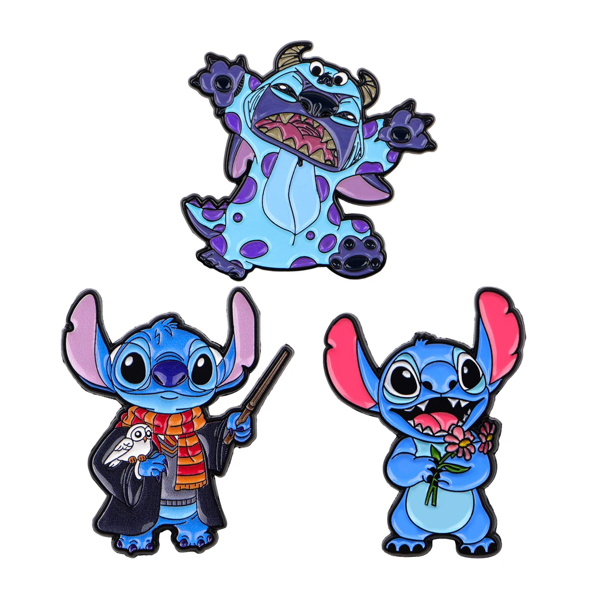 3 unids/set lindo monstruo esmalte Pins dibujos animados Anime broches Metal solapa Pin insignia mochila accesorios joyería regalos para niños