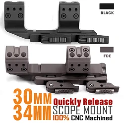 Anillos de alcance FDE de 1,54 pulgadas para rieles Picatinny 1913, AR15, alcance de una sola pieza 30 mm 34 mm Montaje QD, FED 20,6 MOA Desert Black
