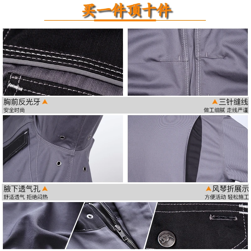Traje de soldadura reflectante con múltiples bolsillos, ropa de trabajo para hombres y mujeres, taller eléctrico antiescaldado para reparación de fábrica, duradero - imagen 4