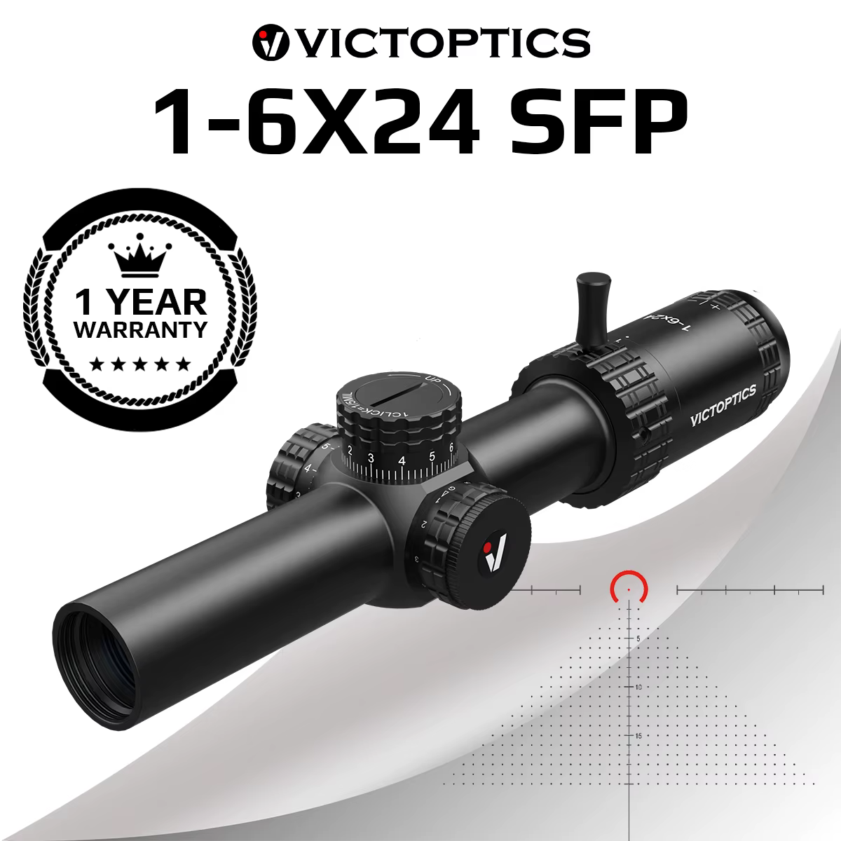 VictOptics S6 Mira telescópica 1-6x24 LED táctica para AR-15