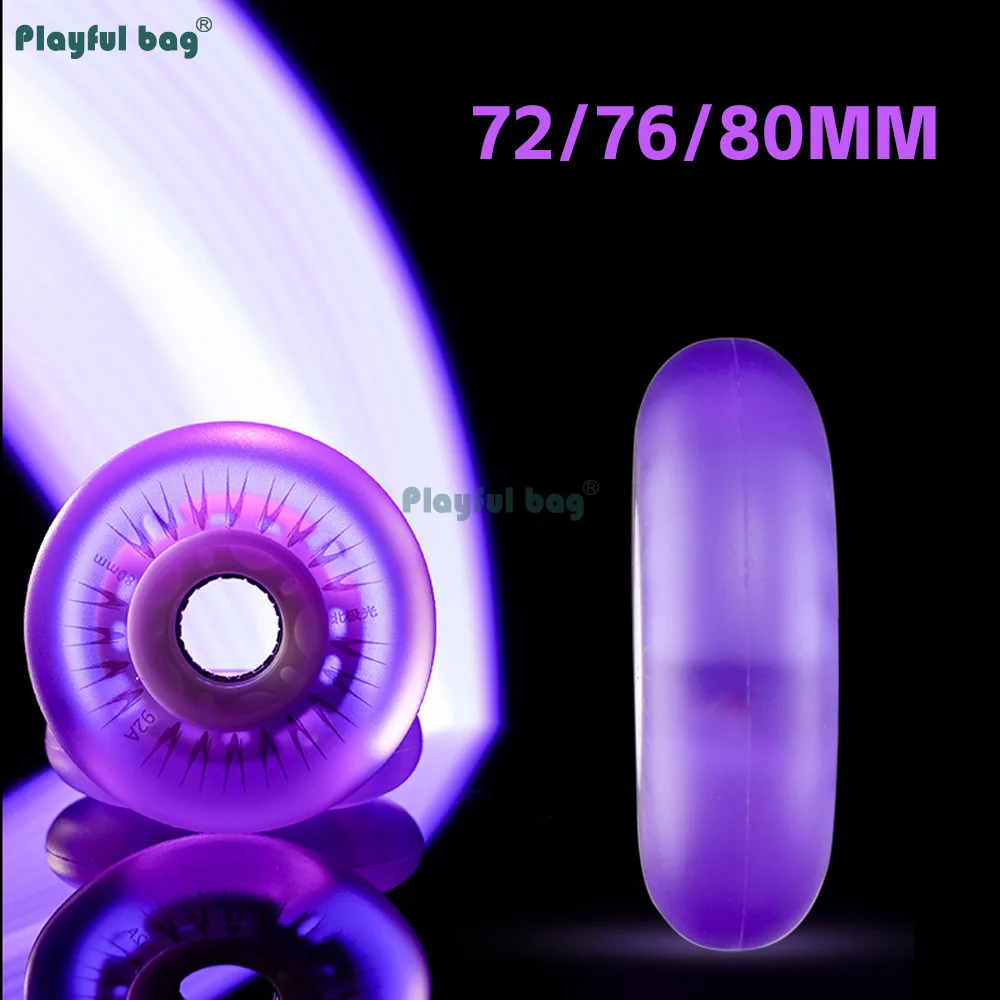 Patín en línea con luz LED, ruedas 92A, rueda Flash de alto brillo, verde/blanco/azul/púrpura, 72 76 80MM, patinaje nocturno AMB323 - imagen 2