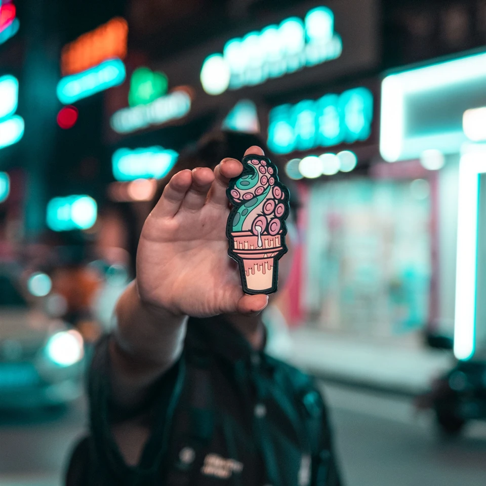 Parches de PVC 3D de helado de pulpo, insignias tácticas para exteriores, chaleco, ropa, mochila, decoración de brazalete - imagen 2