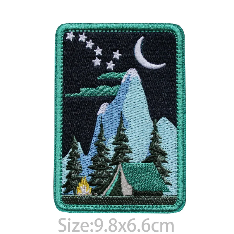 Nuevo HAPPY CAMPER parches bordados 3D paisaje todo terreno al aire libre moral Camping personalidad brazalete con parche para mochila - imagen 4