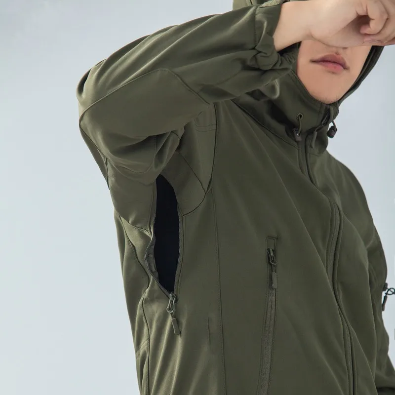 Chaqueta de lana con capucha y cremallera para hombre, prendas de vestir exteriores, senderismo, equipo de pesca, Invierno - imagen 3