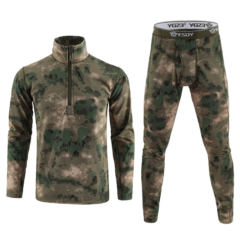Calzoncillos largos de camuflaje de invierno para hombre, ropa interior táctica Airsoft, deportes al aire libre, montar, Camping, conjunto de ropa interior térmica A5F154 - imagen 4