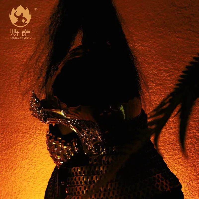 Boquilla de máscara samurái, accesorios de Cosplay Hanfu, armadura china, armadura bloqueada - imagen 3