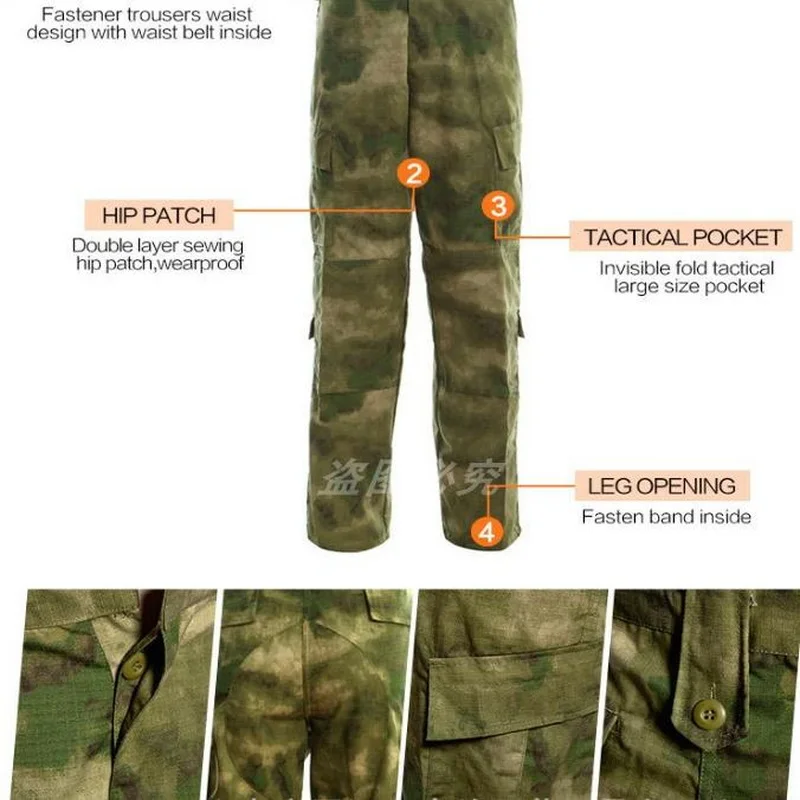 Conjunto de uniforme de entrenamiento de camuflaje A-TACS FG Ruins con tela a cuadros antiarañazos y resistente al desgaste - imagen 2
