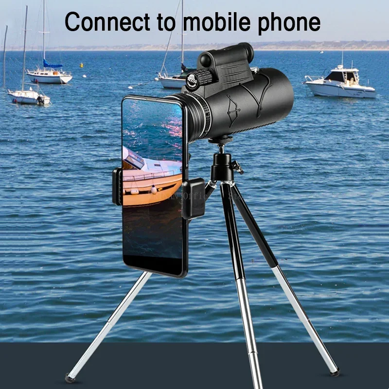 Potente telescopio Monocular HD de largo alcance, Zoom con trípode, Clip para teléfono, caza al aire libre, Camping, turismo, 50x60 - imagen 3