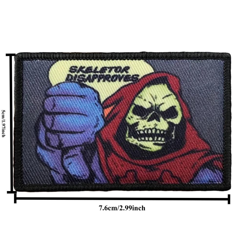 Esqueleto desaprueba parche táctico divertido cráneo gancho y bucle parches insignia de moral brazalete del ejército militar pegatinas para mochila - imagen 3