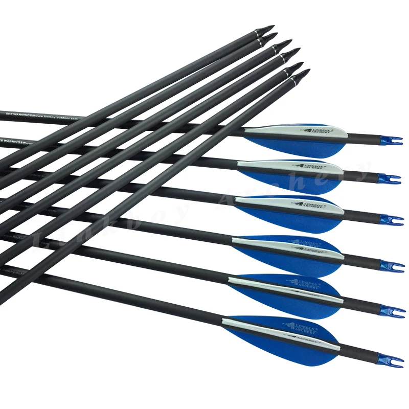 Linkboy-flechas de carbono para tiro con arco recurvo compuesto, varillas de flecha de 2,8 pulgadas, id6.2 mm, Spine400, caza, 6/12 piezas - imagen 2