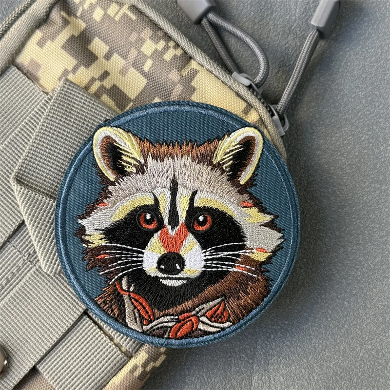 Parche "Raccoon", insignia de moral táctica, gancho bordado y bucle, mochila, ropa, accesorios decorativos, pegatina, brazalete - imagen 3