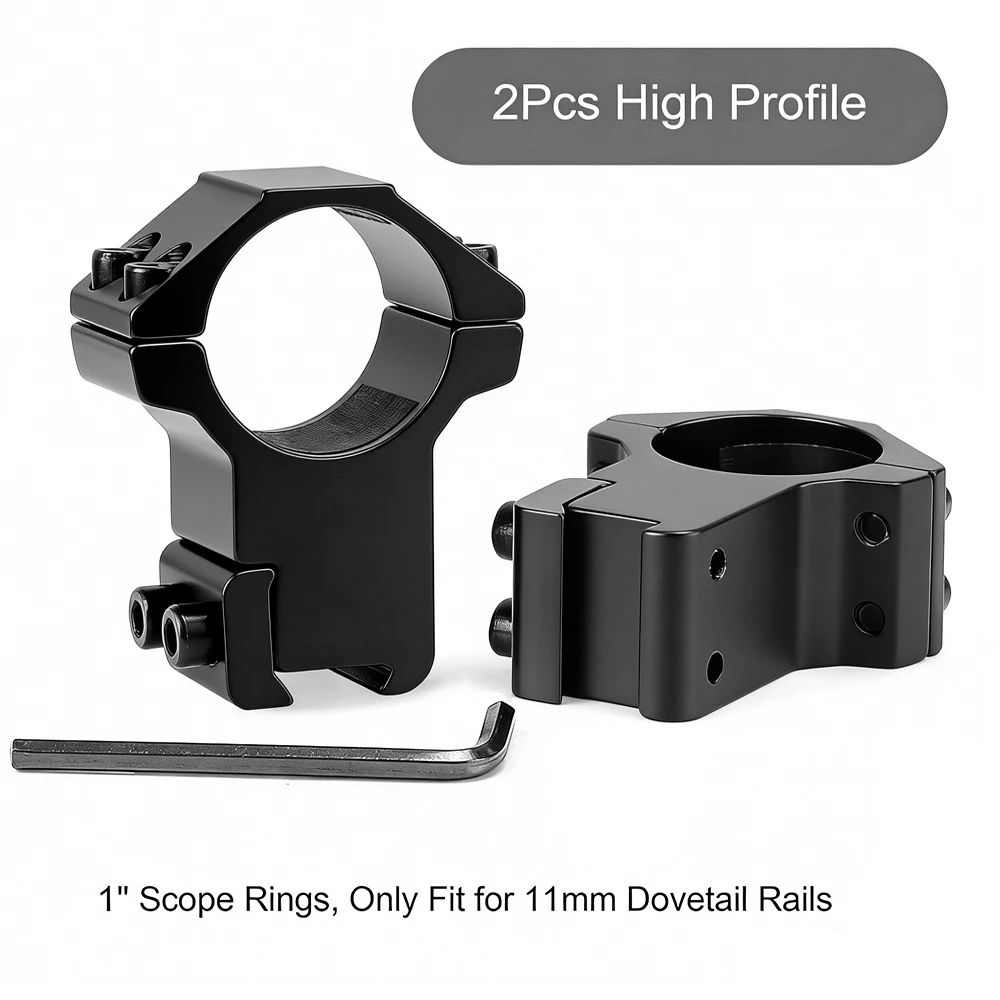 Anillos de alcance para linterna, anillos de montaje de alcance de 25,4/30mm, soportes para mira telescópica de alto perfil para rieles de cola de milano de 11mm, accesorios de caza, 2 uds. - imagen 4