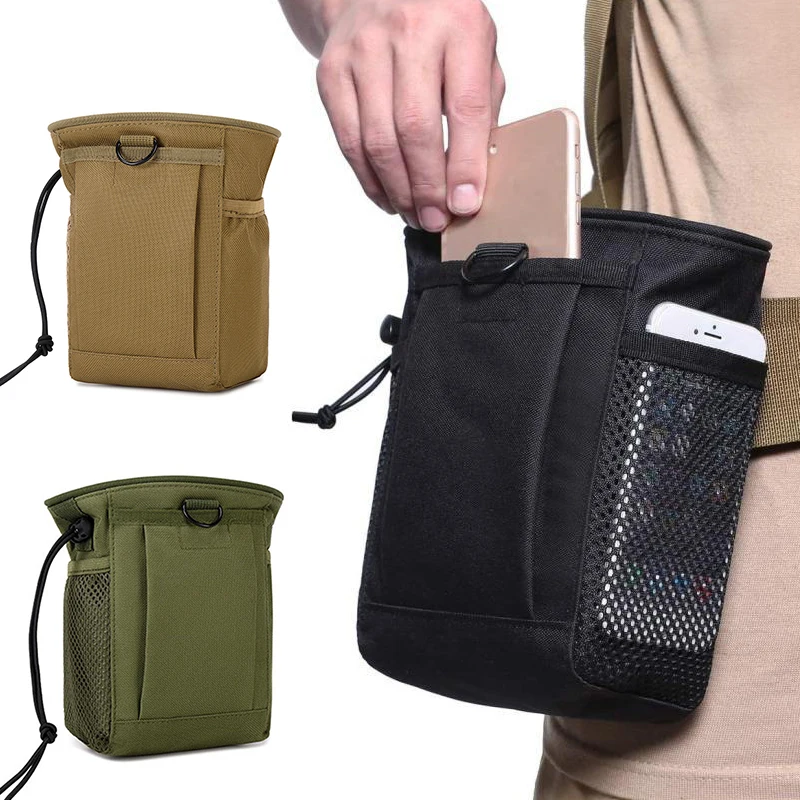 Bolsa de descarga de camuflaje táctico, bolsa de recuperación de revistas Molle, bolsa de volcado con cordón, funda de cadera adjunta ajustable
