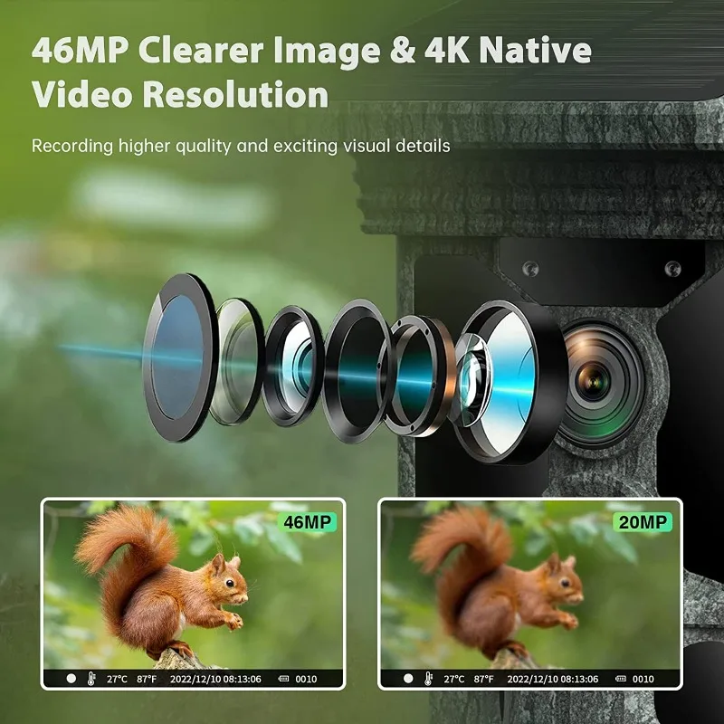 Cámara de rastreo celular para exteriores, 30MP, 2K, aplicación, caza, cámara inalámbrica, juego de trampa, visión nocturna sin brillo, gran angular 120 activado por movimiento - imagen 5