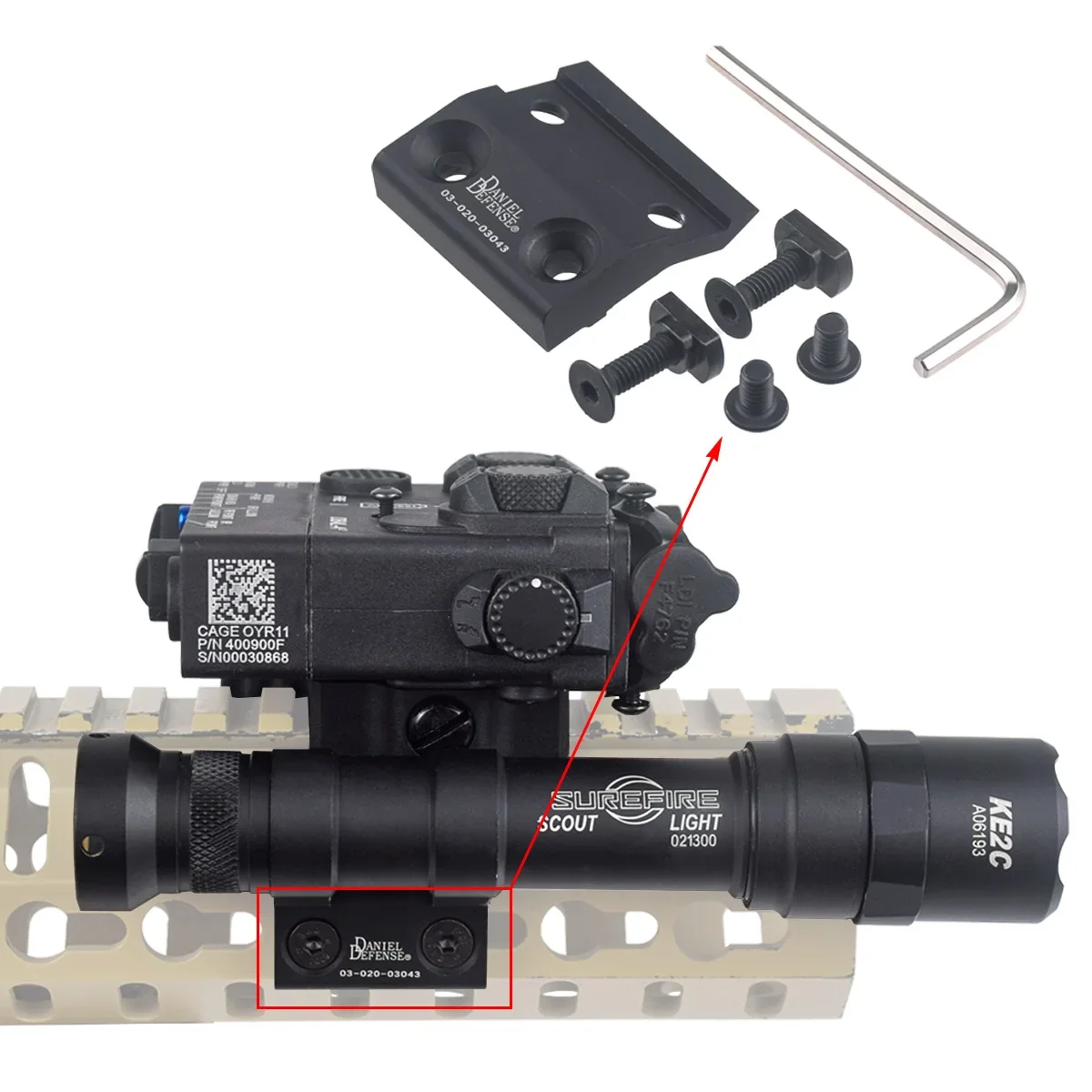Surefir M300 M600 arma de luz de explorador placa de montaje lateral compensada cubierta de riel MOE M-LOK para Base de linterna soportes Airsoft caza - imagen 4
