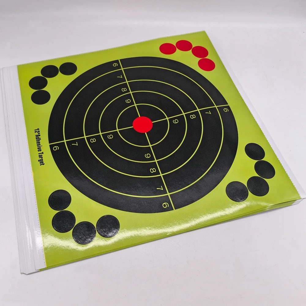 10 Uds. De pegatinas de papel autoadhesivas con salpicaduras de tiro para el alcance, 12 "x 12", con comentarios de impacto amarillo - imagen 5