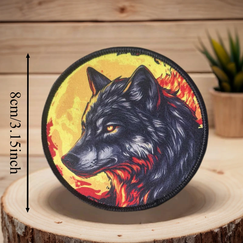 Parche con estampado de lobo militar, chaleco táctico, insignia de moral con gancho y bucle, pegatinas decorativas para mochila, parches para brazalete para ropa - imagen 3