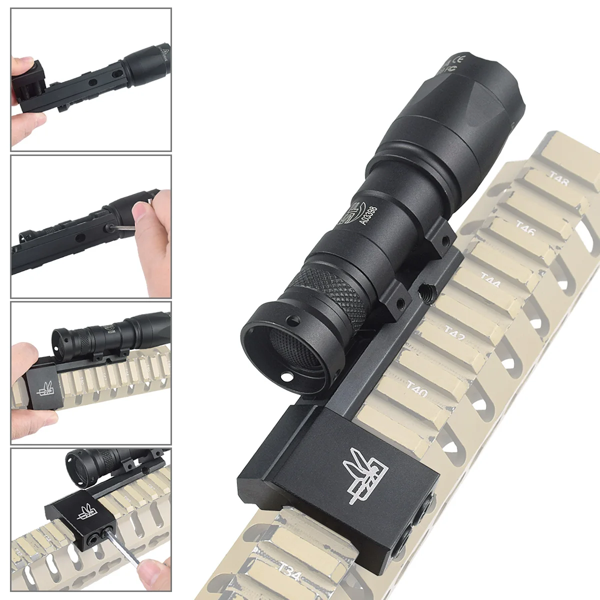 Soporte de luz adaptable Thorntail para Surefire M300 M600 M300V, armas tácticas de explorador, linterna en riel Picatinny de 20mm - imagen 2