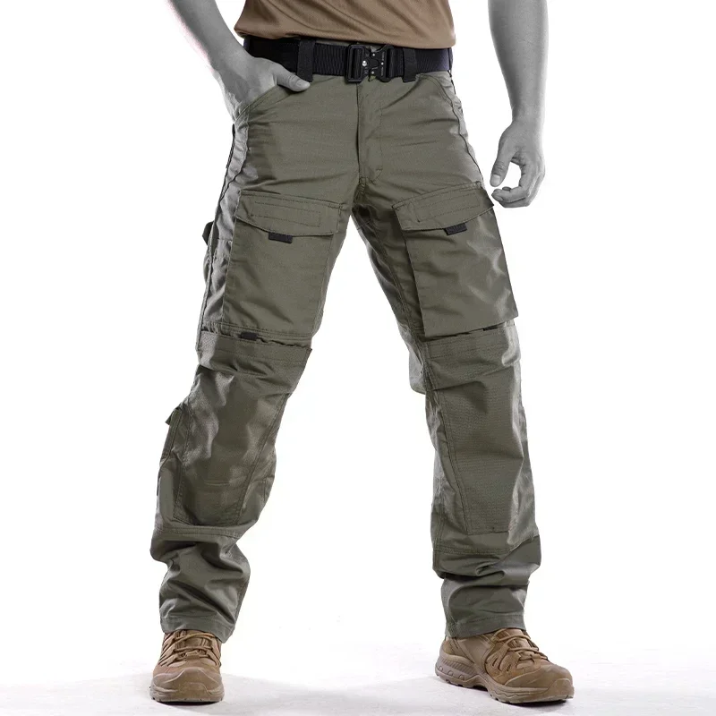 Pantalones tácticos para hombre, pantalones Cargo multibolsillos de secado rápido, pantalones tácticos militares para hombre, pantalones impermeables de trabajo resistentes al desgaste, pantalones sueltos - imagen 4