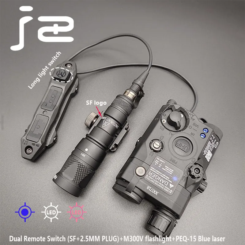 Láser táctico PEQ15, luz IR de punto rojo, azul, verde, con luz LED de explorador estroboscópica M600V M300V y interruptor de enchufe doble constante SF/2,5 - imagen 3