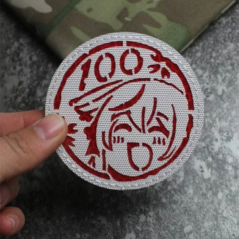 Parches bordados de archivo IR Blue, insignias reflectantes de Anime para niñas, con gancho y bucle, Henna, Trinity, para mochila - imagen 5