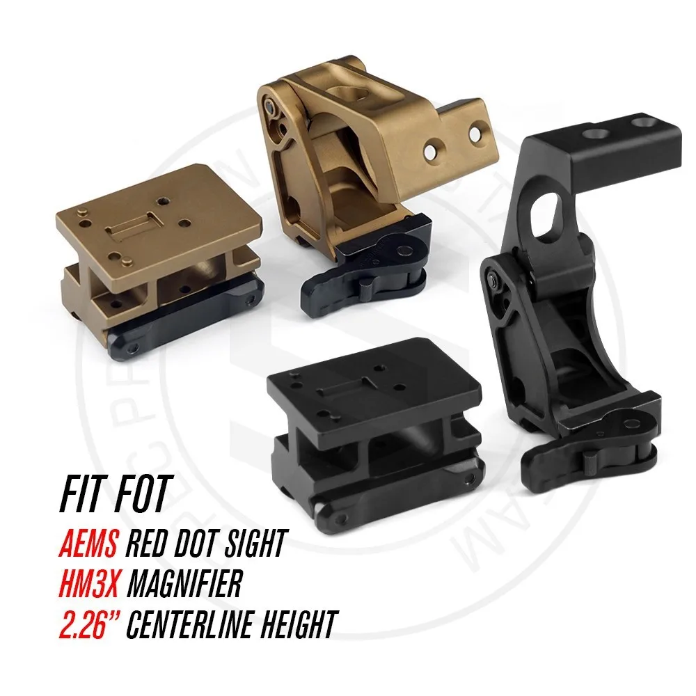 CNC aluminio 6061-T 6 táctico AEMS montaje rápido 2,26 pulgadas línea central óptica para caza Airsoft hecha
