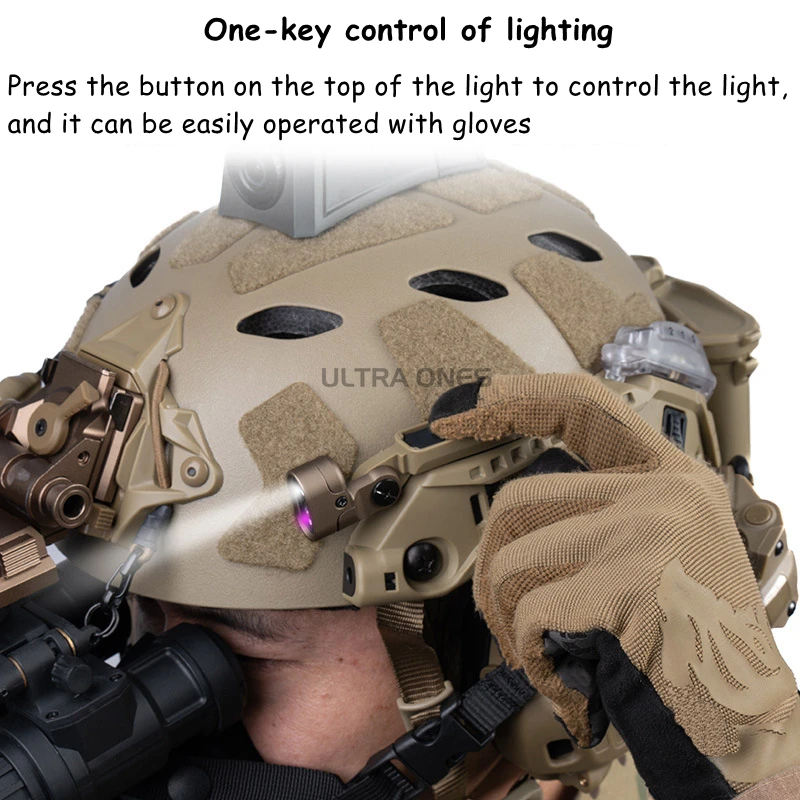 Luz táctica para casco con riel de arco, conjunto de caja de batería, luces de señal de cabeza blancas/IR, sistema de iluminación CS para casco de corte súper alto - imagen 3