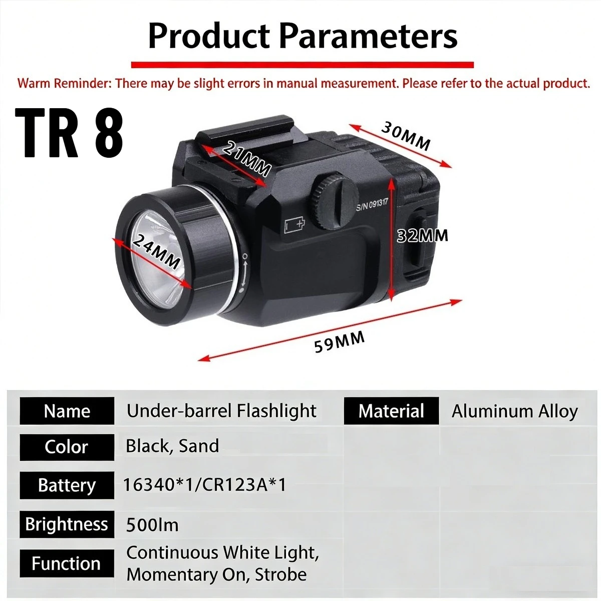 Streamlight TR7/TR7X/TR1/TR8 luz de arma LED táctica - imagen 3