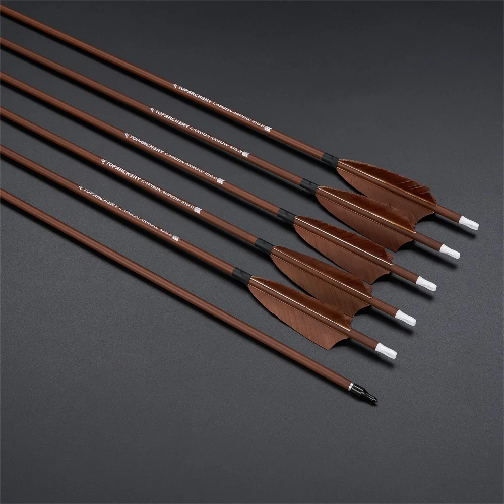 Toparchery Flechas de carbono con plumas naturales para arco compuesto - imagen 5