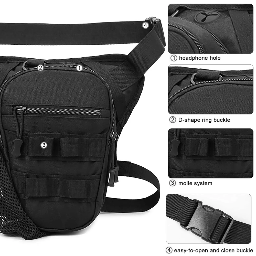 Bolsa táctica para pierna, bolsa de caza para deportes al aire libre, riñonera impermeable de nailon, paquete de pierna para paseo, bolsa EDC, bolsa de utilidad para senderismo y muslo - imagen 2