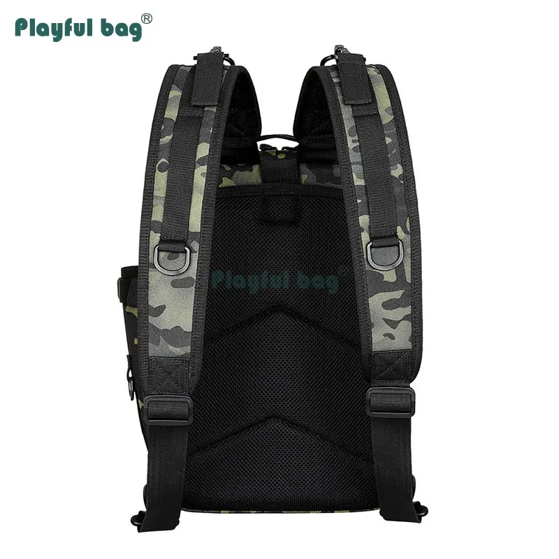 Bolsa de aparejos de pesca con señuelos, mochila impermeable de camuflaje al aire libre, bolsa de caña de pescar con cuerpo cruzado de alta calidad, 600D, AVA129 - imagen 5