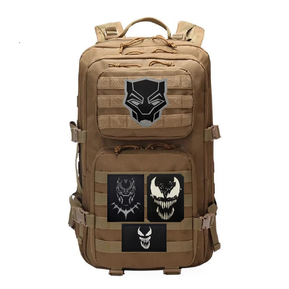 Nuevo diseño, personalidad, creativo, reflectante, luminoso, pantera, moral táctica, brazalete, calavera bordada, mochila, parche de gancho y bucle - imagen 3