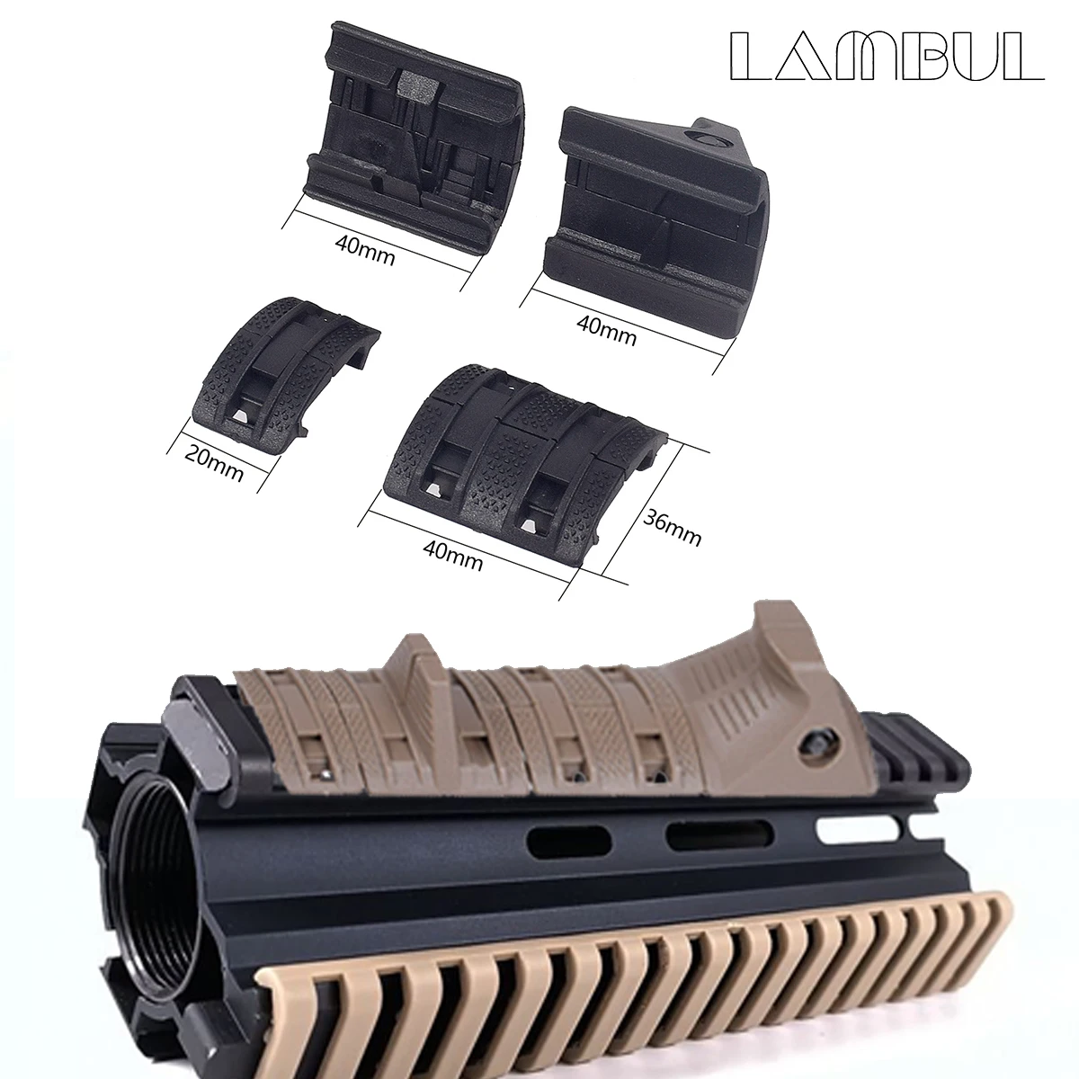 Kit de cubierta de riel Picatinny de goma táctica de 20mm, Protector de tope de manos Airsoft para caza, en forma de escalera para Rifle de riel BCM Picatinny - imagen 4